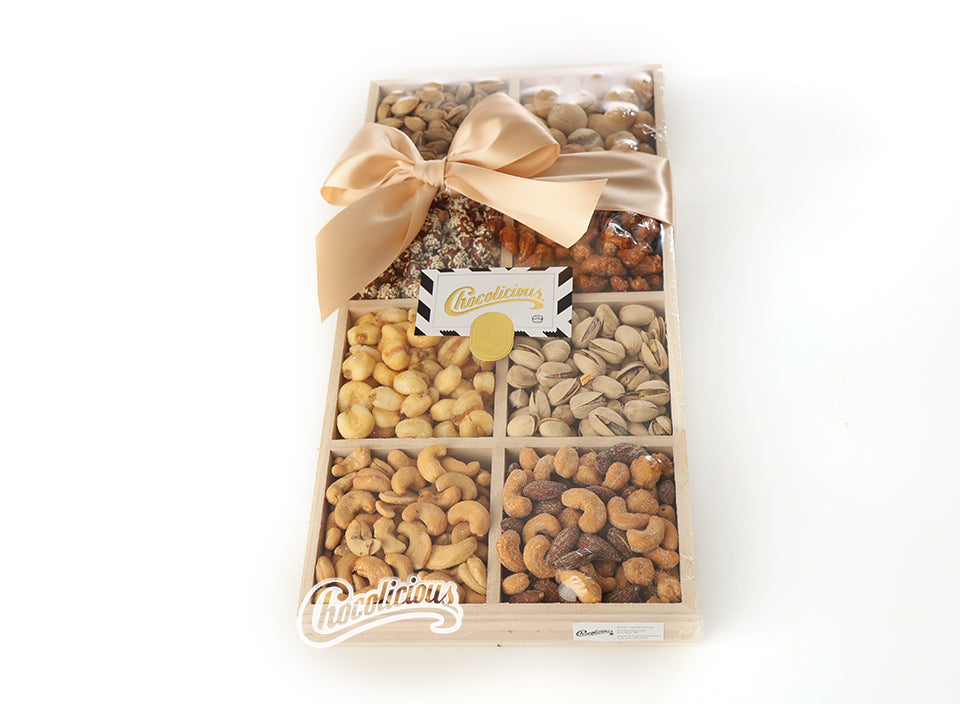 Chanukah Rectangle Wooden Nuts Platter
